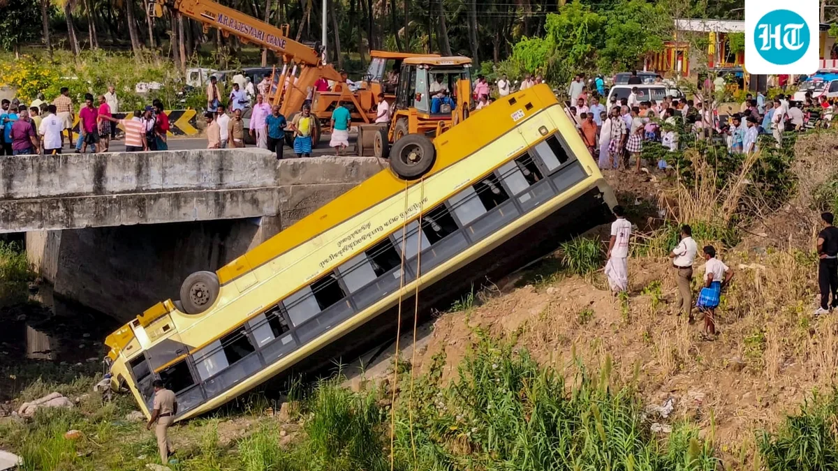 Over 20 feared trapped after bus plunges 30 feet into Tamil Nadu river