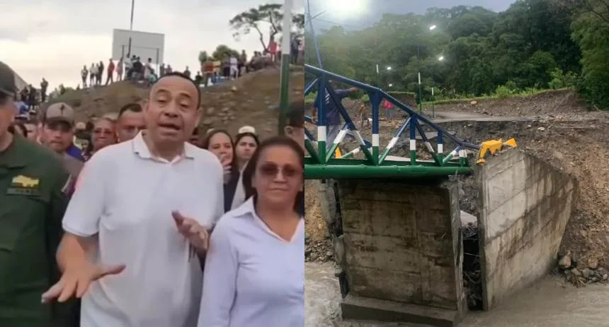 EN VIDEO: Colapsó puente en Portuguesa por las fuertes lluvias, tenía 72 horas de haber sido inaugurado