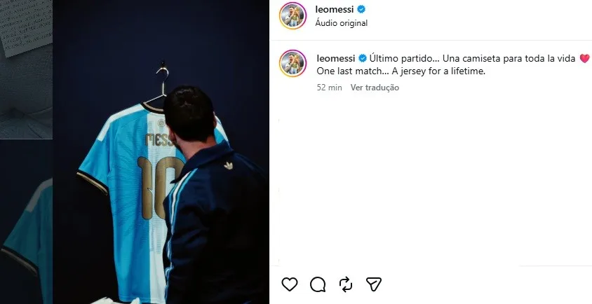 Messi apresenta camisa especial para o jogo de despedida da seleção argentina