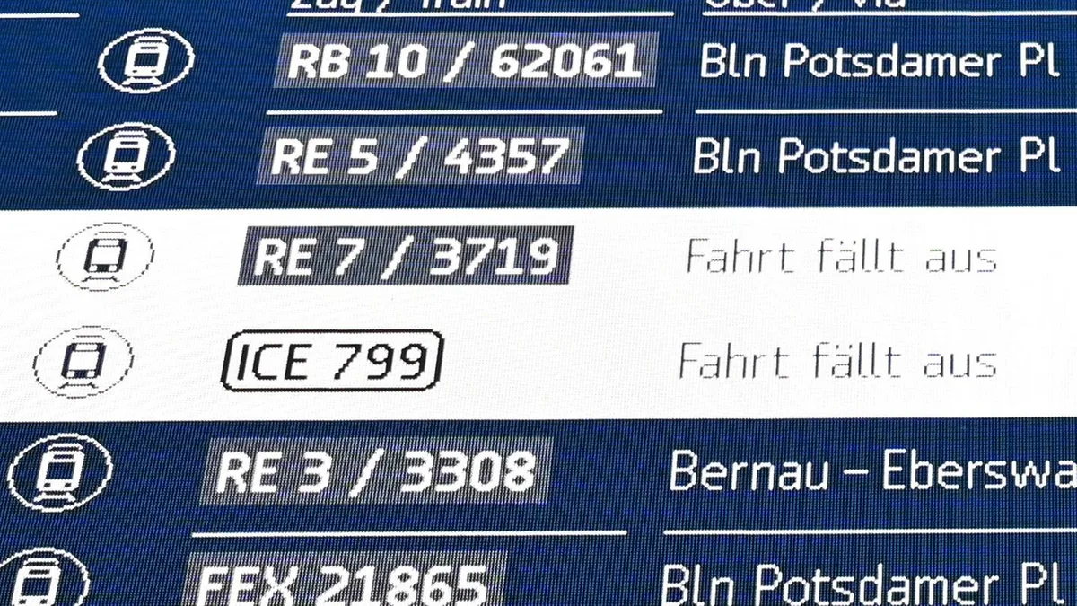 Fernverkehr der Deutschen Bahn: Etwa jeder zwölfte Fernzug ganz oder teilweise ausgefallen