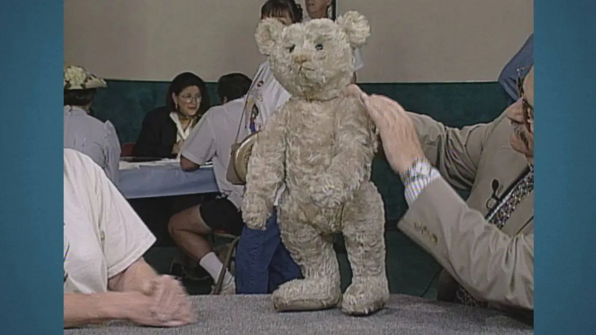 An antique teddy bear valued at $7,000-$8,000 in 1996 gets a $10,000 updated value in 2026
