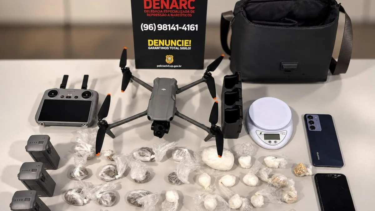 Polícia identifica rota de drone usado para levar drogas a presídio do AP; duas mulheres são presas