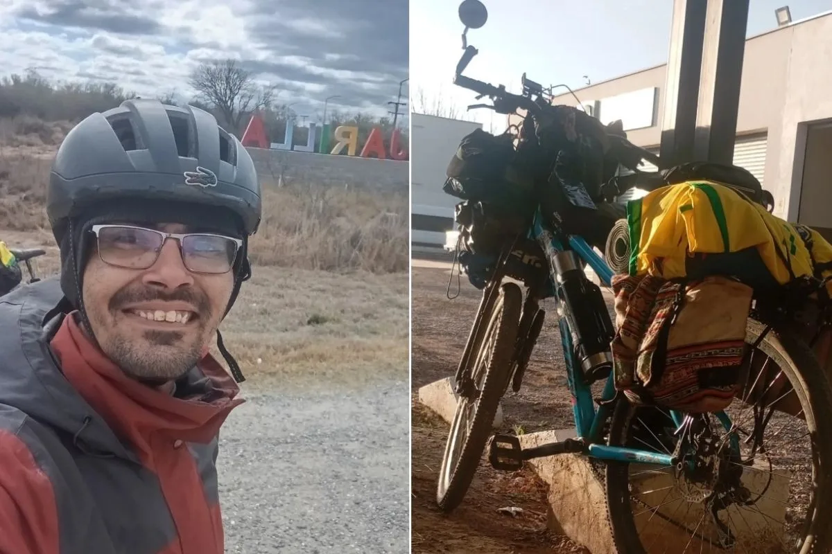 Ex-ajudante de pedreiro que viaja ao 'fim do mundo' vê bicicleta quebrar e precisa andar por 20 km