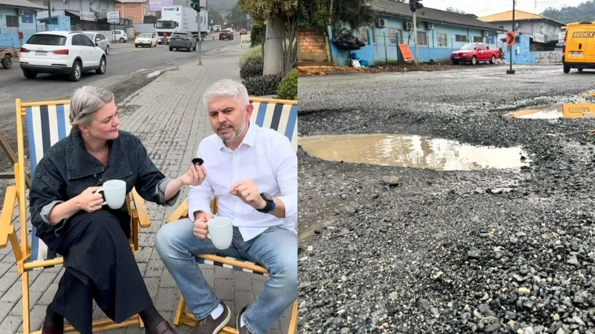 Prefeito aceita convite de empresária para tomar café e esclarecer obras paradas há quatro meses em Blumenau