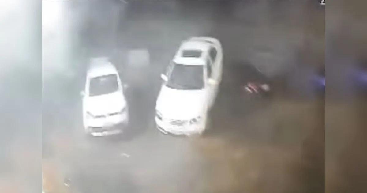 Câmera flagra vento forte erguendo carro durante temporal no PR