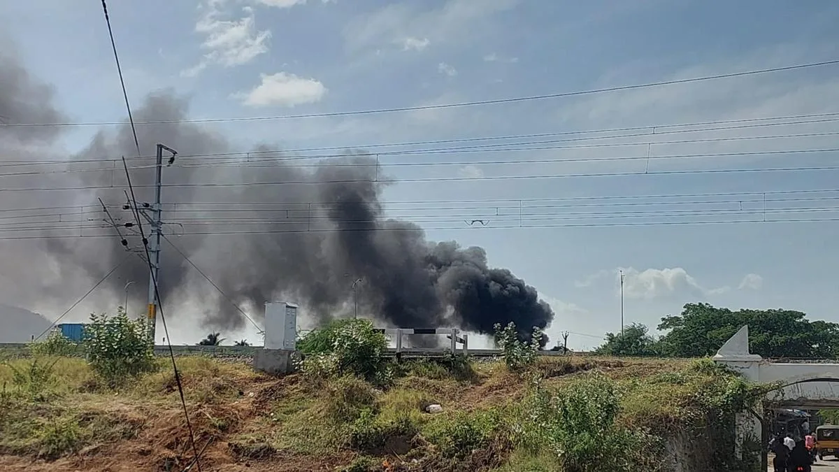Metal scrap godown gutted in Tirupattur
