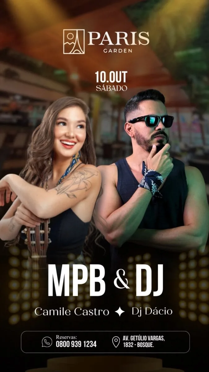 Paris Garden recebe Camile Castro e DJ Dáccio neste sábado em Rio Branco