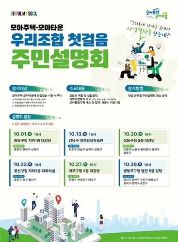 모아주택 조합설립 어떻게?…서울시, 10월 6개 권역별 설명회