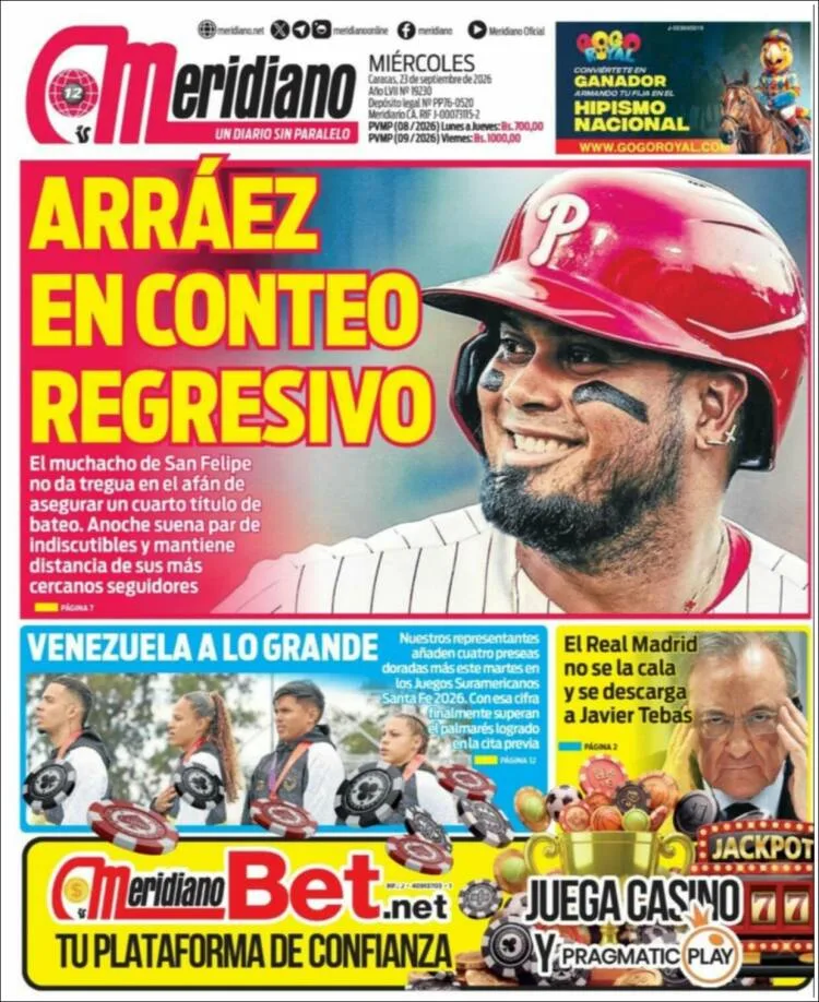 Portadas de este miércoles 23 de septiembre 2026