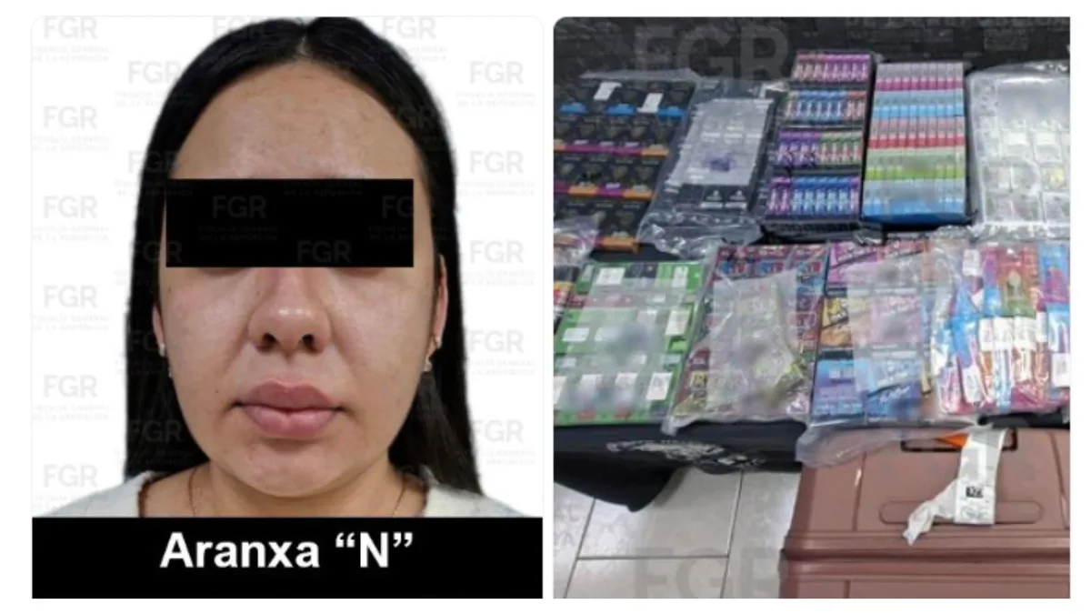Aranxa fue detenida con 400 cigarros y 280 vapeadores de marihuana en el aeropuerto de Monterrey