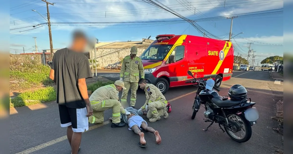 Motociclista de 26 anos fica ferido após queda no bairro Sanches dos Santos, em Apucarana