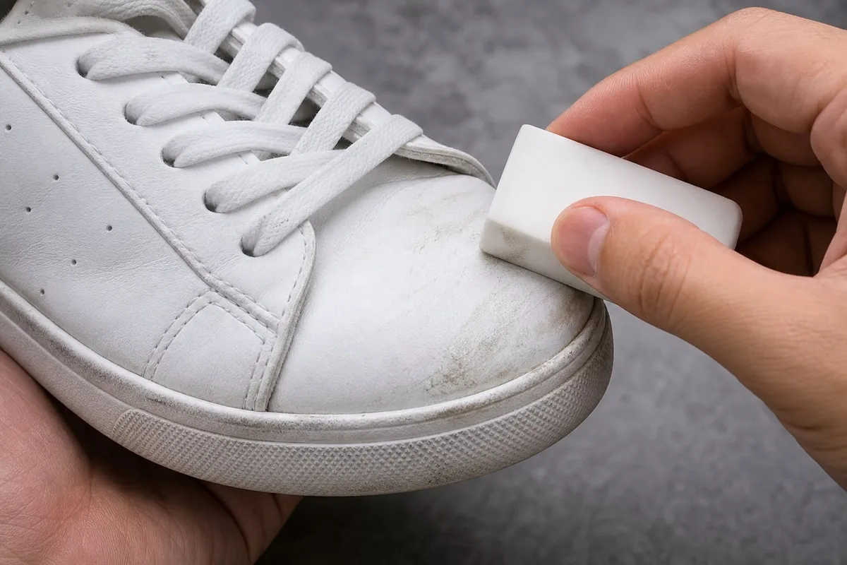El insólito truco de la goma de borrar escolar que deja impecables los zapatos y los tenis en segundos