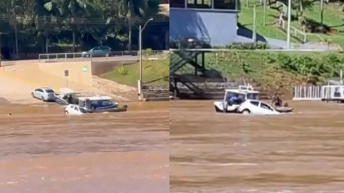 Misiones: un auto intentó cruzar el Río Uruguay en balsa, cayó al agua y el conductor fue rescatado por Prefectura