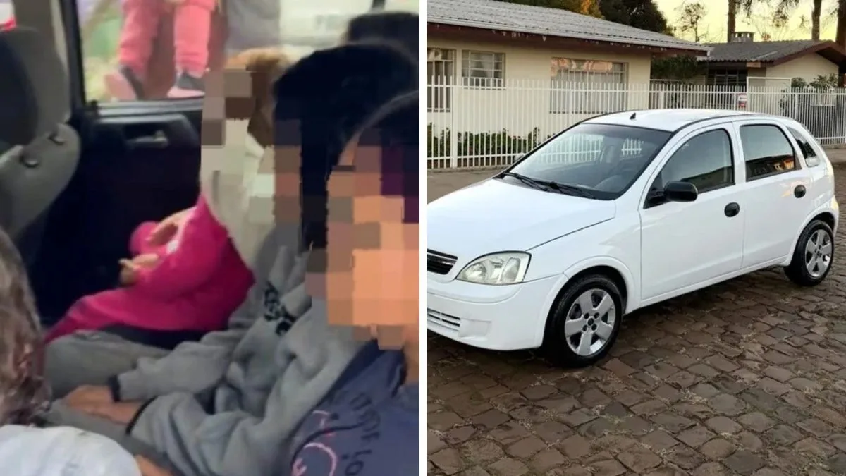 Flagrado com três crianças no porta-malas, motorista levava 11 pessoas em um carro com capacidade para quatro passageiros