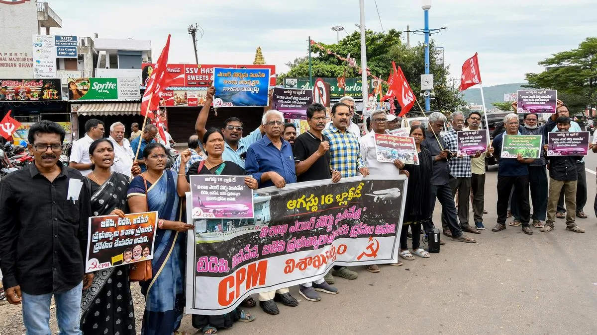 CPI(M) stages ‘Black Day’ protest over closure of Vizag airport