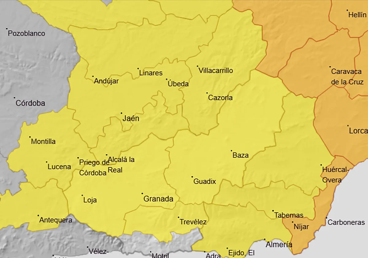 Estas son las zonas de Andalucía en alerta por lluvias y tormentas este jueves: hasta 50 litros por metro cuadrado en una hora