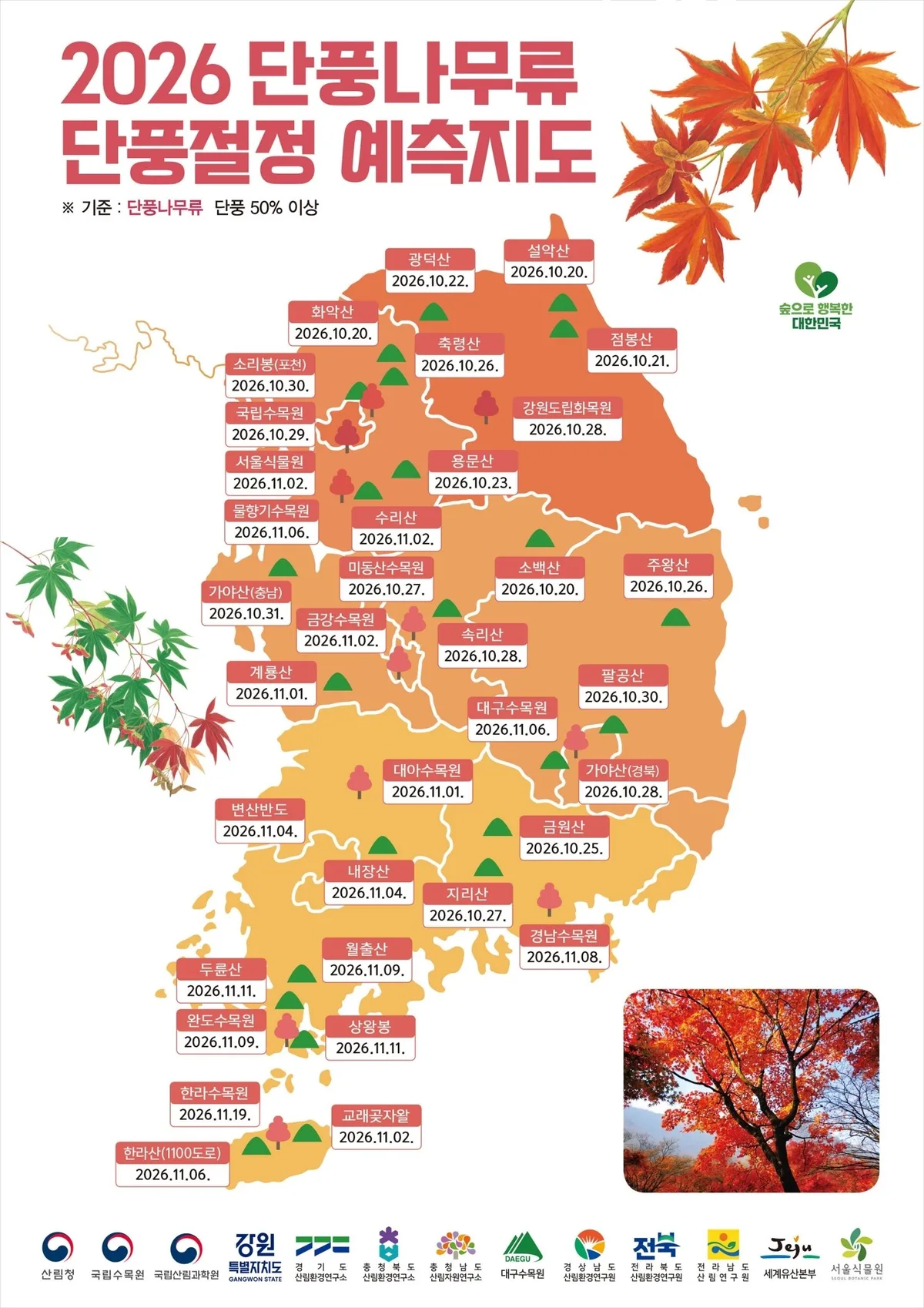 설악산 10월 20일 가장 붉어진다…10월 하순 전국 단풍 ‘절정’