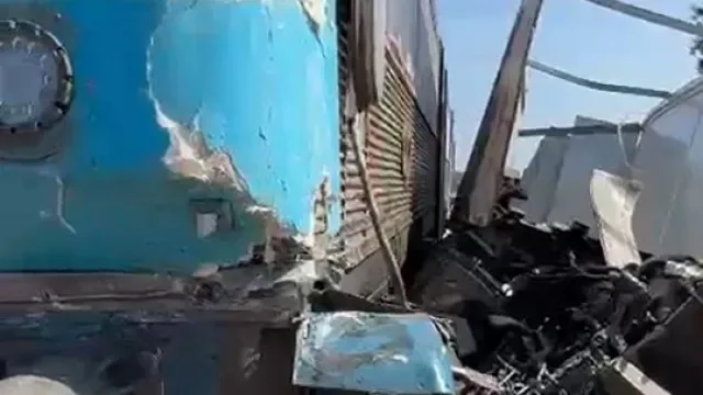 As imagens após abalroamento ferroviário em Viana do Alentejo. 3 feridos