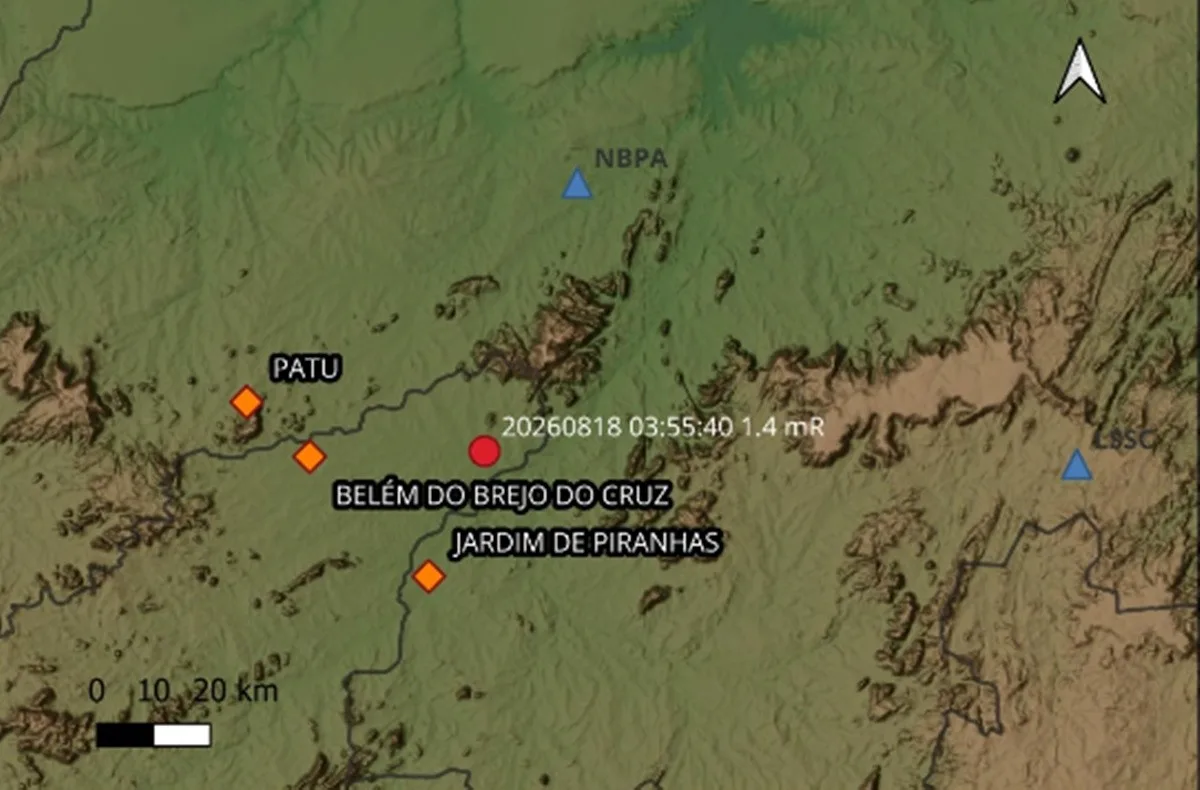 Tremor de terra é registrado no Sertão da Paraíba