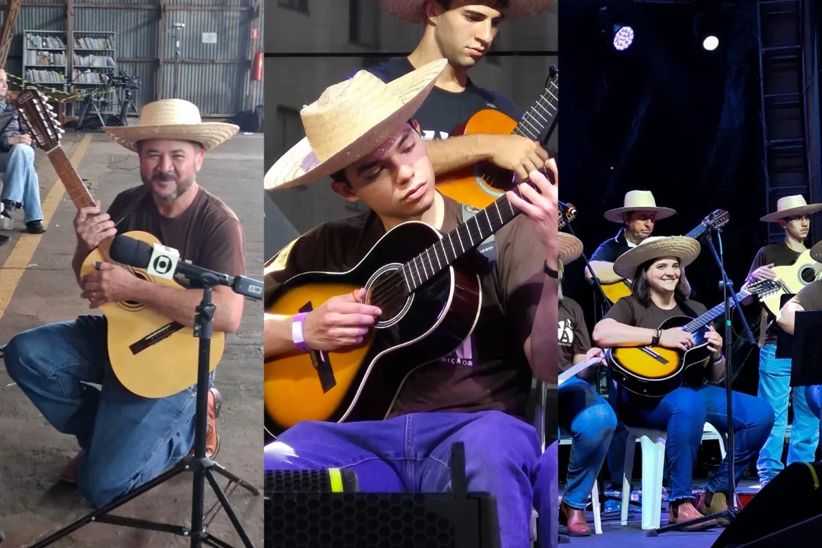 Canhotos adaptam instrumentos e aprendem a tocar viola em projeto no interior de SP
