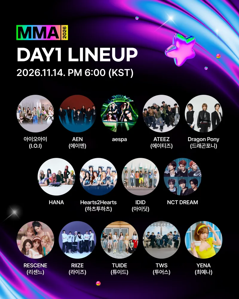 11월 14·15일 고척돔 흔든다…MMA 2026, DAY 1·2 최종 라인업 공개