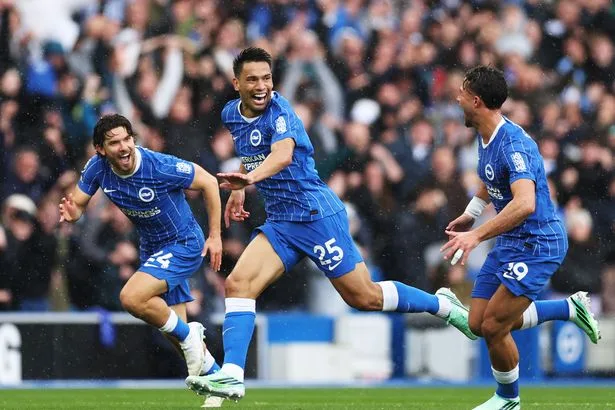 Brighton star scores from HALFWAY LINE as Seagulls run riot against rivals Crystal Palace