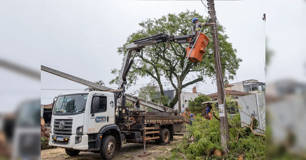 Energia já foi restabelecida em mais de 90% dos imóveis em Apucarana, diz Copel