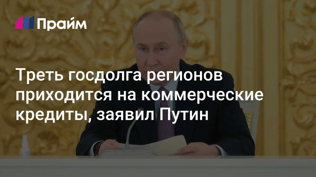 Треть госдолга регионов приходится на коммерческие кредиты, заявил Путин