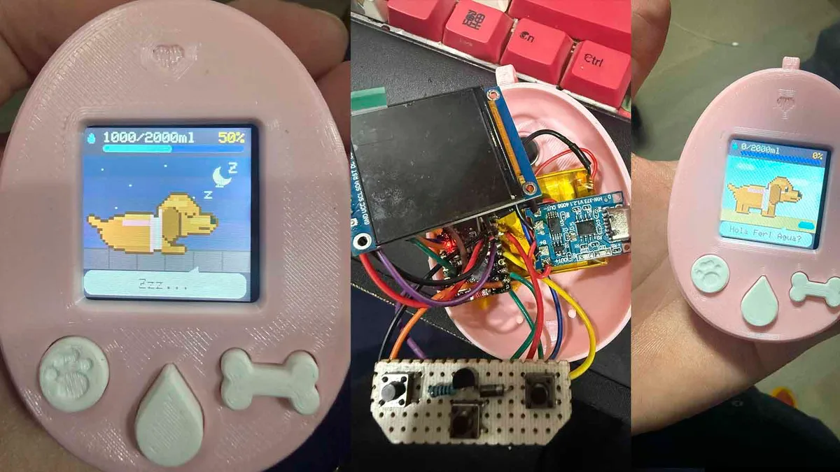Alguém criou um Tamagotchi que lembra você de beber água usando um ESP32 e impressão 3D