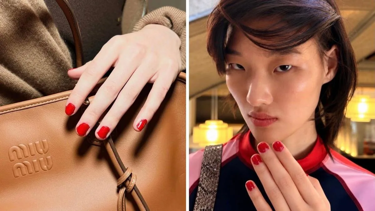 Messy nails are in. Miu Miu just proved they are abandoning perfect manicures for polish on the cuticles
