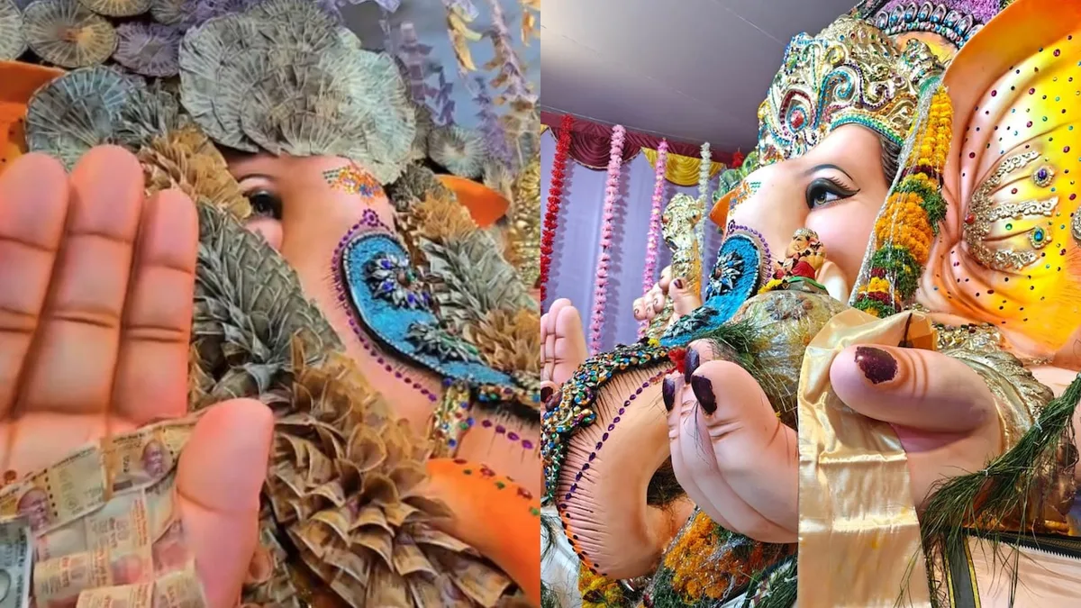 2 Ganesh Idols Decked Up In Rs 2.9 Crore In Cash In Telangana