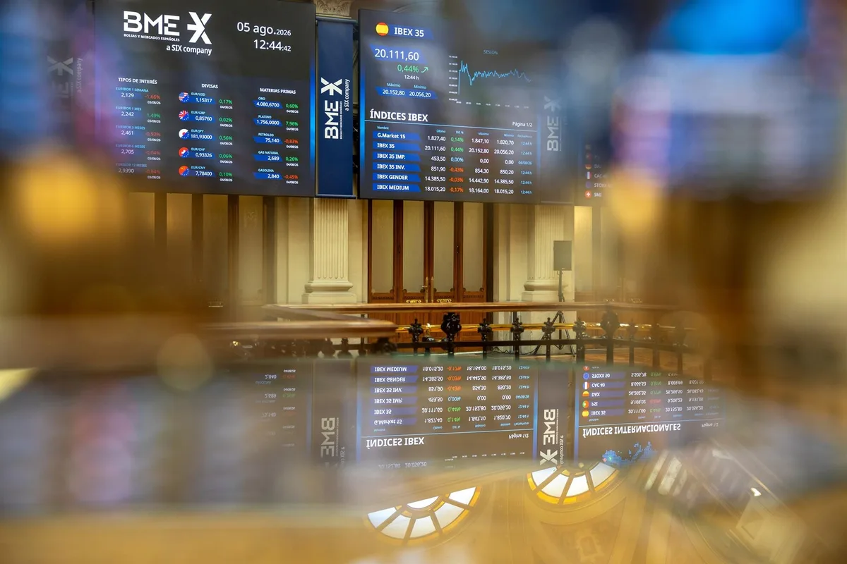 El Ibex 35 sube un 0,4% en la media sesión y enfila los 20.200 puntos, con el crudo en menos de 90 dólares