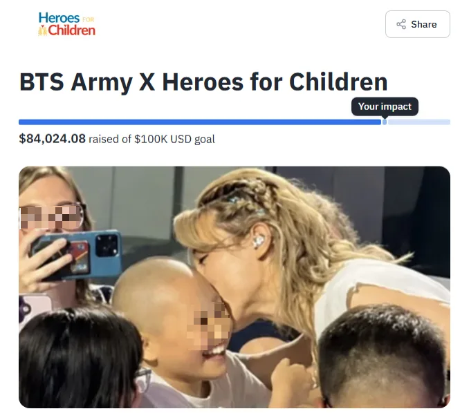 BTS 지민, 소아암 어린이와 포옹 그 후…전 세계 팬 1억1700만원 기부