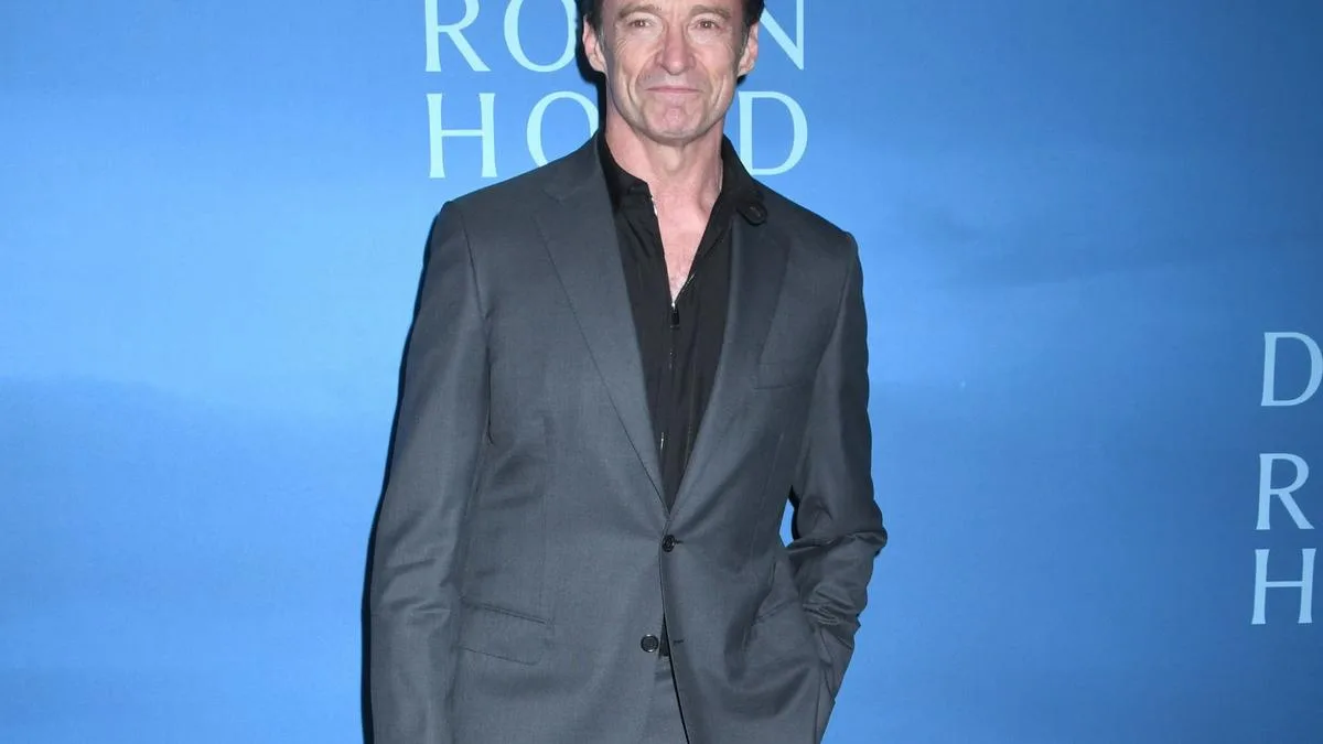 Hugh Jackman had his prosthetic beard taped in place for The Death of Robin Hood fight scenes