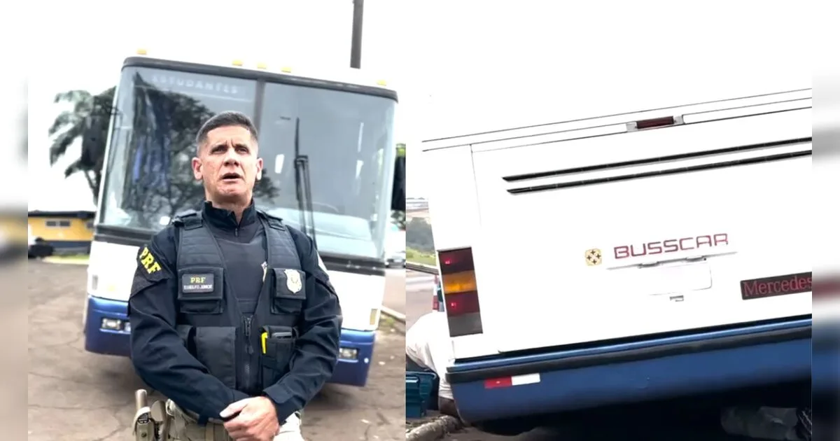 'Ônibus torto' é flagrado pela polícia na BR-277 indo do Paraná para SP