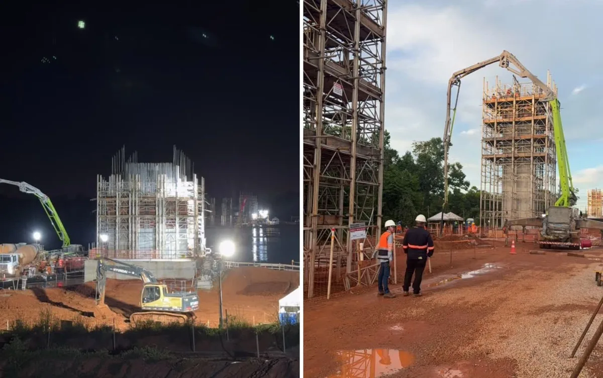Ponte ferroviária é construída sobre o Rio Araguaia e conta com 1,6 km de extensão; vídeo