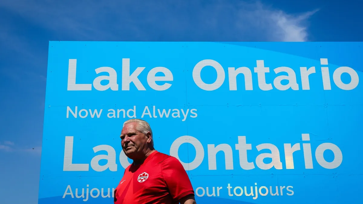 Ontario premier answers Trump’s ‘Lake America’ with giant ‘Lake Ontario’ sign