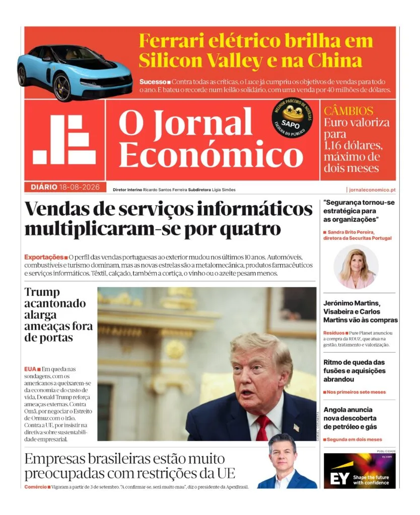 A primeira página do JE de terça-feira, 18 de agosto