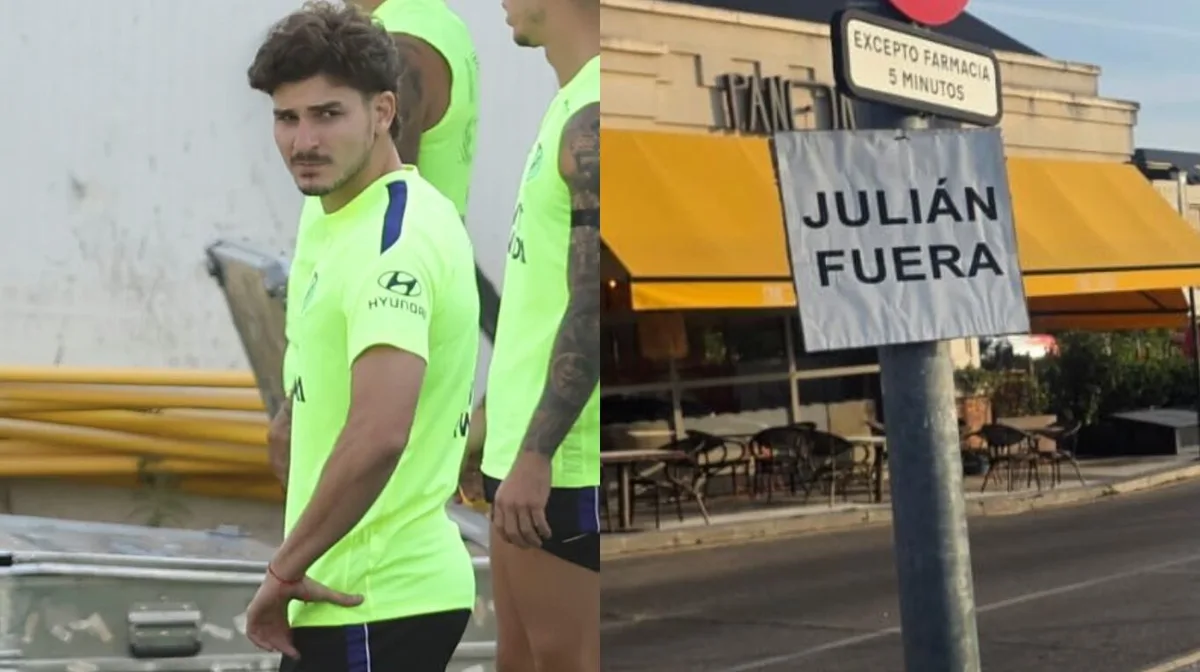 Aparecieron carteles contra Julián Álvarez en la ciudad deportiva del Atlético de Madrid: “Fuera”