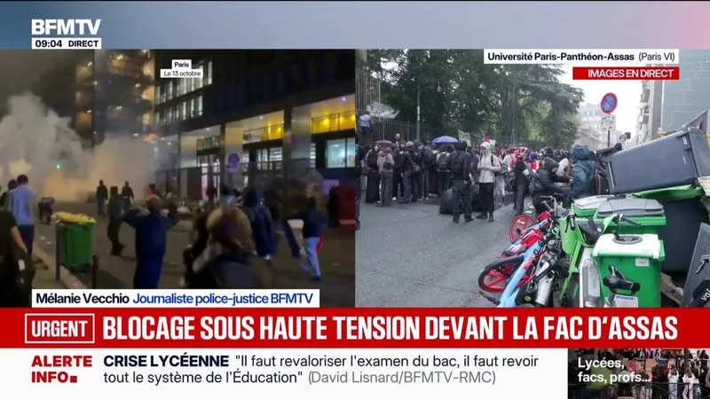 Tensions et affrontements devant la faculté d'Assas: un étudiant blessé ce matin après des tirs de projectiles