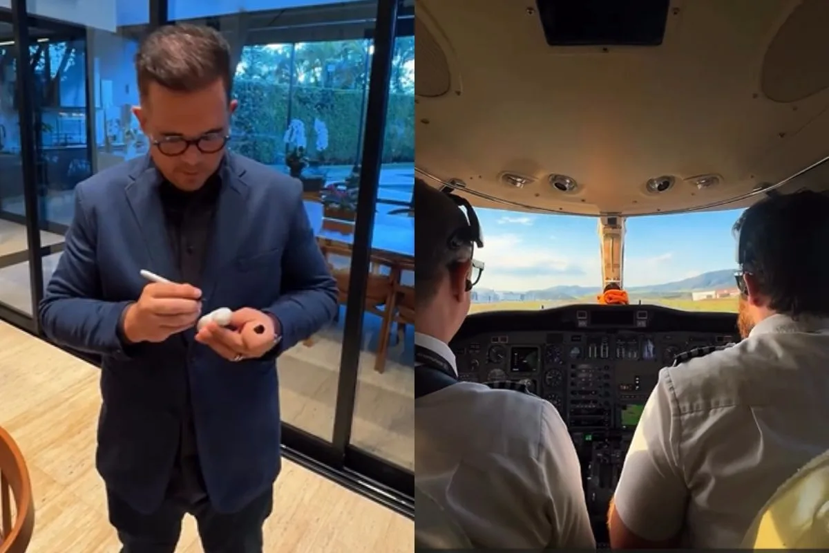 Bruno Avelar mostrou decolagem e recado ao filho antes de helicóptero sumir