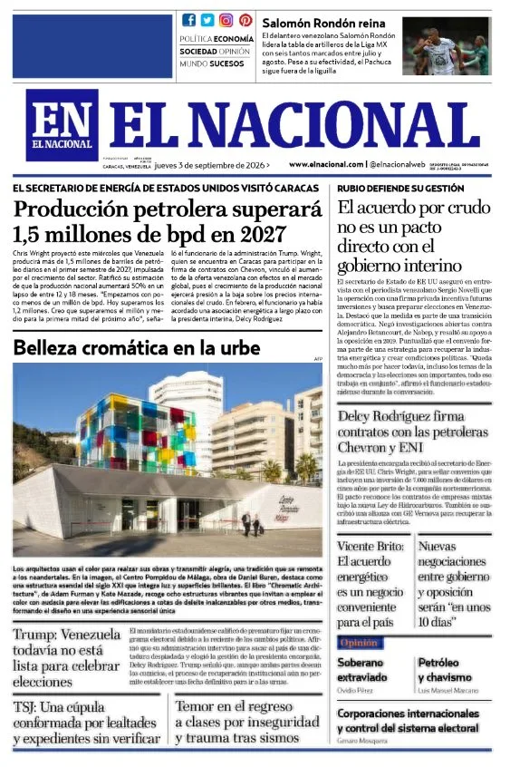 Portadas de este jueves 3 de septiembre de 2026