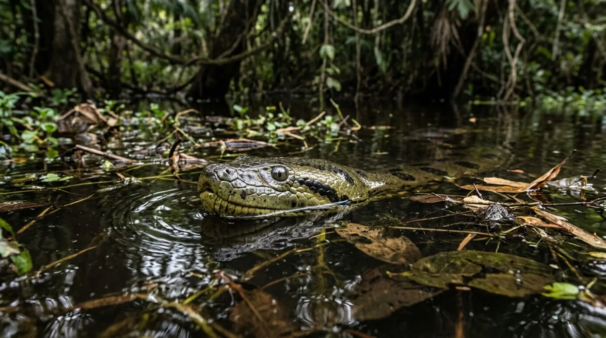 A cobra gigante que desaparece na lama e espera imóvel até uma presa grande chegar perto demais