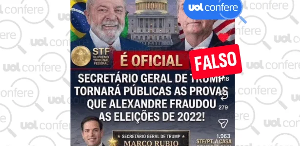 Marco Rubio não disse que tem provas de que Moraes fraudou eleição de 2022