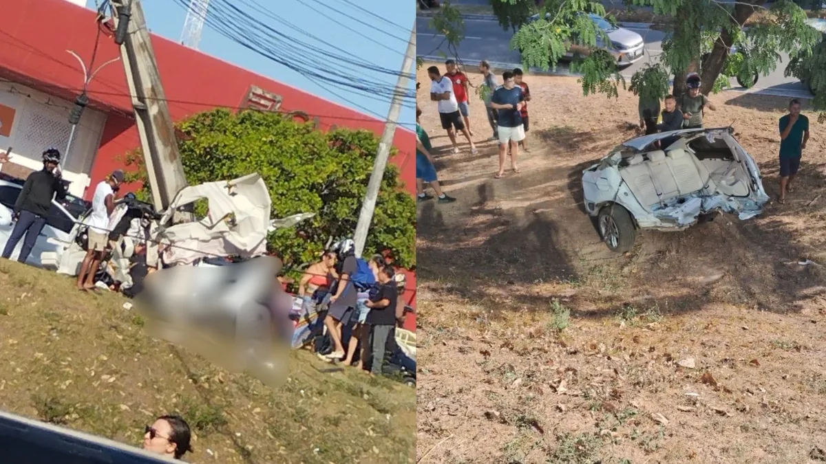 Pai e filho morrem após carro bater em poste e se partir ao meio no Cohafuma, em São Luís