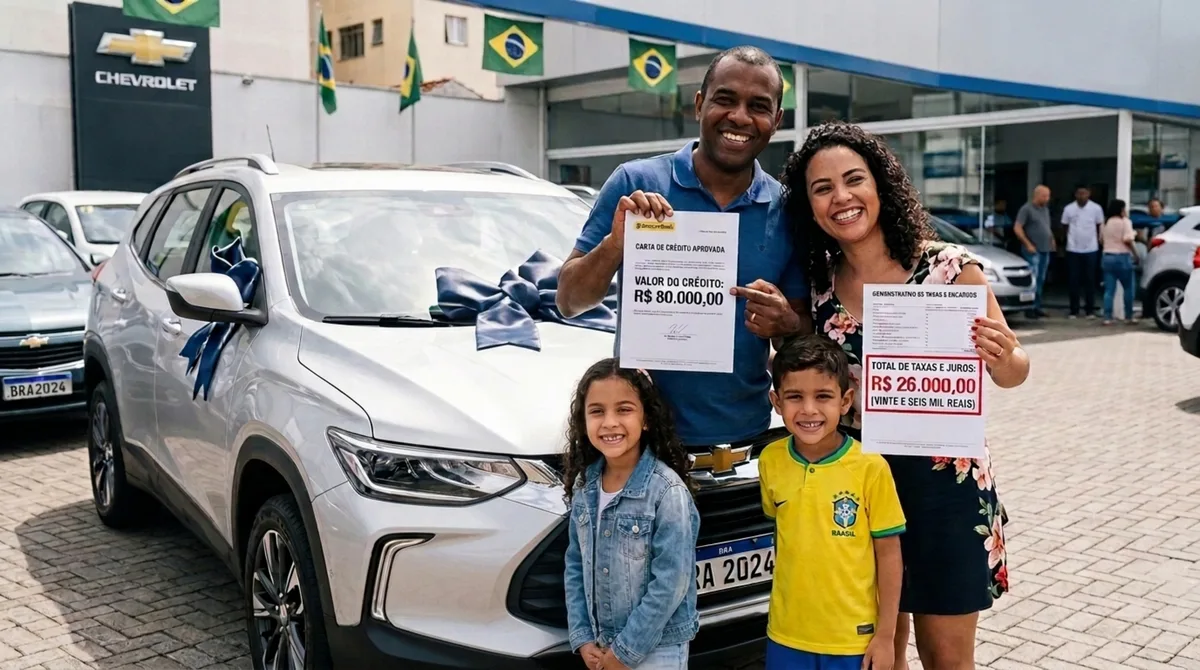 Família é sorteada em consórcio de R$ 80 mil para comprar o carro dos sonhos e vê a taxa de antecipação engolir quase R$ 26 mil do valor que esperava receber