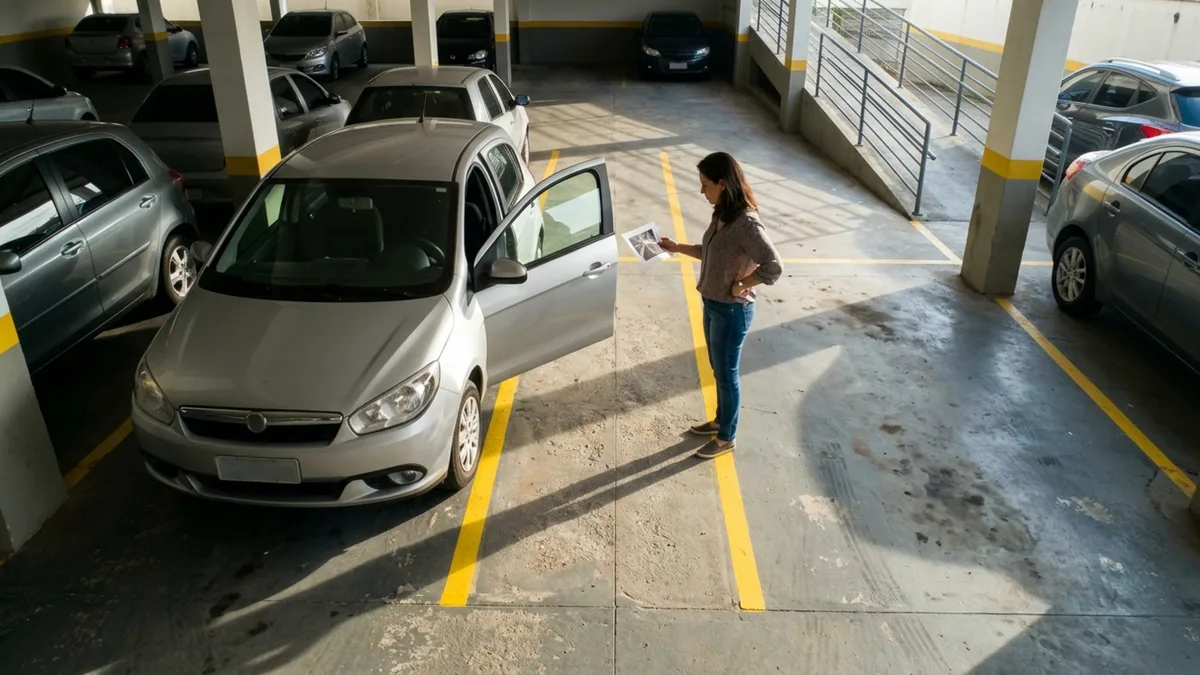 Moradora encontra a vaga mais estreita após uma pintura e recebe advertência por estacionar o mesmo carro que usa há anos