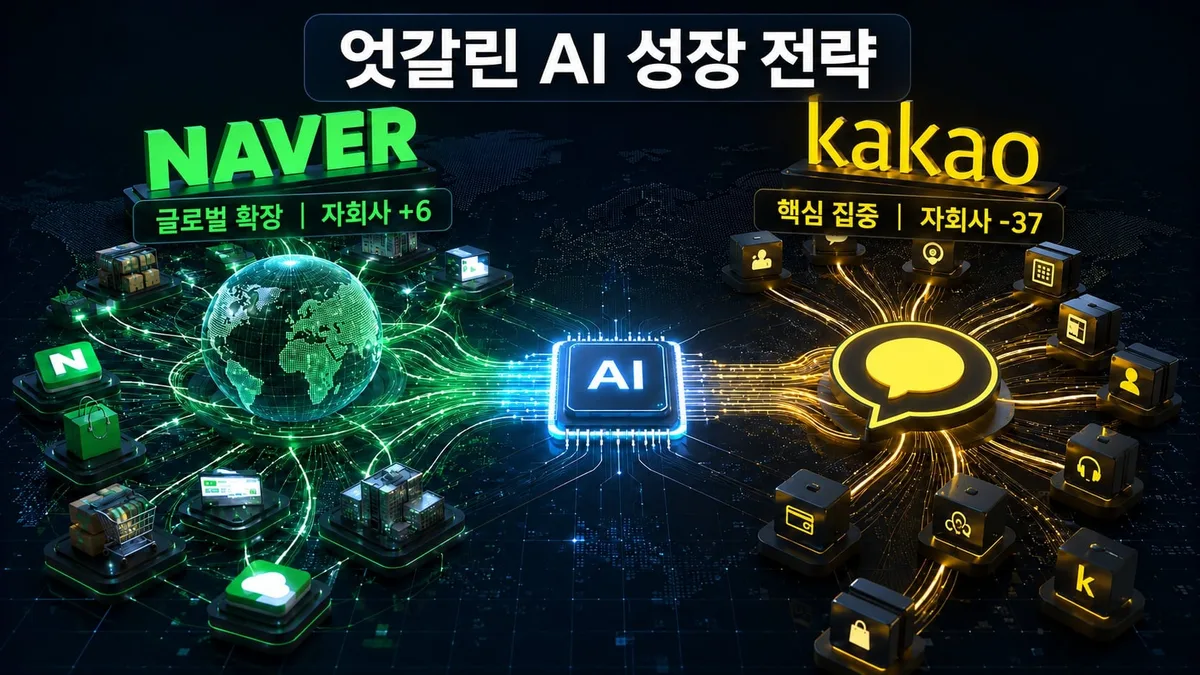 네이버, 1년 새 자회사 6곳 증가… 카카오, 37곳 줄어