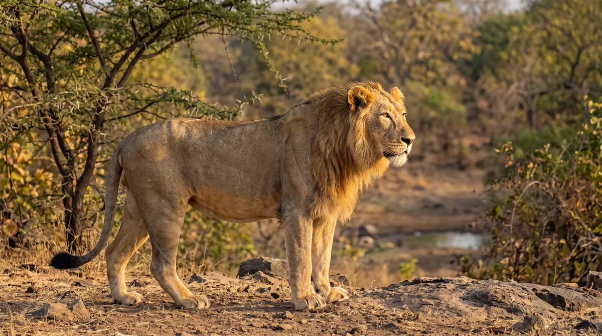El león asiático sobrevive en el Parque Nacional de Gir bajo presión ambiental