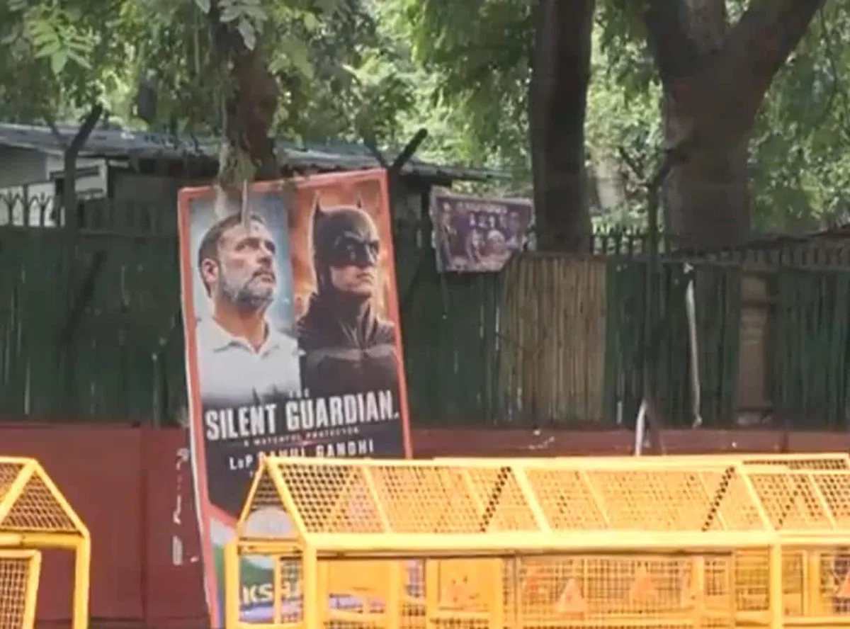 Posters comparing Rahul Gandhi to Batman put up near Congress headquarters
